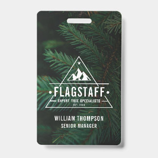 Modern Rustic Masculine Mountain Tree Arborist ID Badge