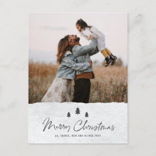 Modern Rustic Merry Christmas 2 Photo Holiday Postcard
