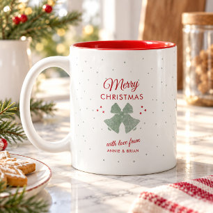 Modern Rustic Merry Christmas Bells Stars Country Two-Tone Coffee Mug