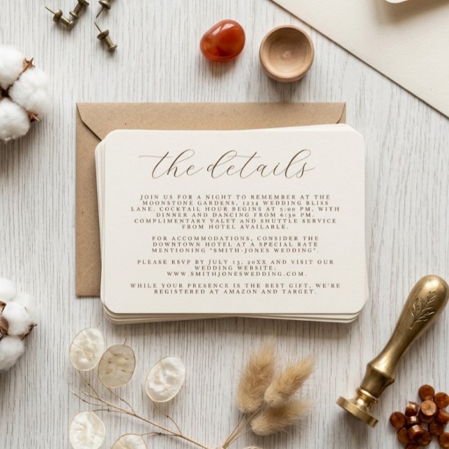 Modern Rustic Minimalist Wedding Details  Enclosure Card (Creator Uploaded)