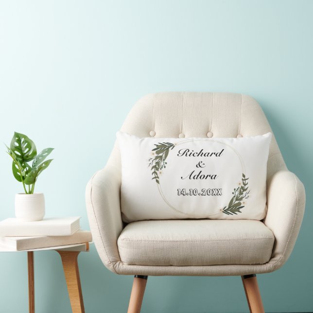 Modern Rustic Monogram Custom Family Name Sage  Lumbar Cushion (Chair)