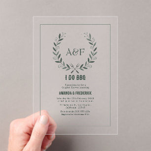 Modern Rustic Monogram I Do BBQ Couples Shower Acrylic Invitations