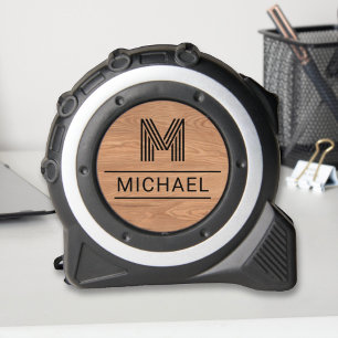 Modern Rustic Monogram Name Faux Wood 1