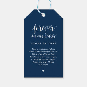 Modern Rustic Navy Blue, Funeral Memorial Service Gift Tags