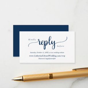 Modern Rustic, Navy Blue, Online RSVP website Enclosure Card