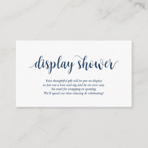 Modern Rustic, Navy Blue Script, Display Shower Enclosure Card