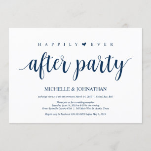 Modern Rustic, Navy Blue script, Wedding Elopement Invitation