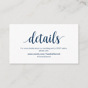 Modern Rustic, Navy Blue, Wedding Details, RSVP Enclosure Card