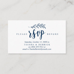 Modern Rustic, Navy Blue, Wedding Party RSVP Enclosure Card