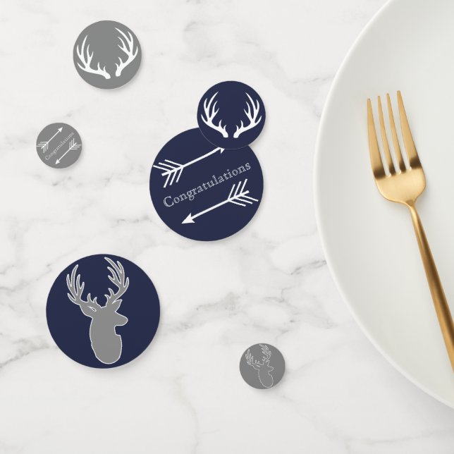 Modern Rustic Navy & Grey Deer Arrows Confetti (Group)