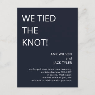 Modern Rustic Navy Wedding Announcement Postcard