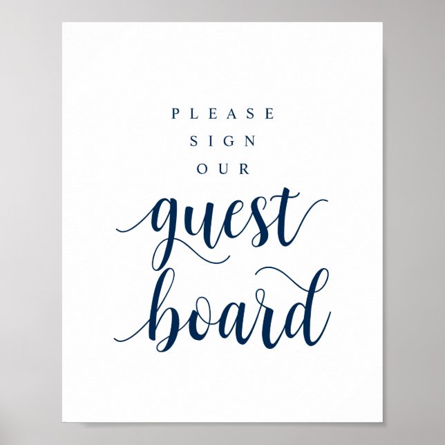 Modern Rustic Navy Wedding Our Guest Board Poster (Front)