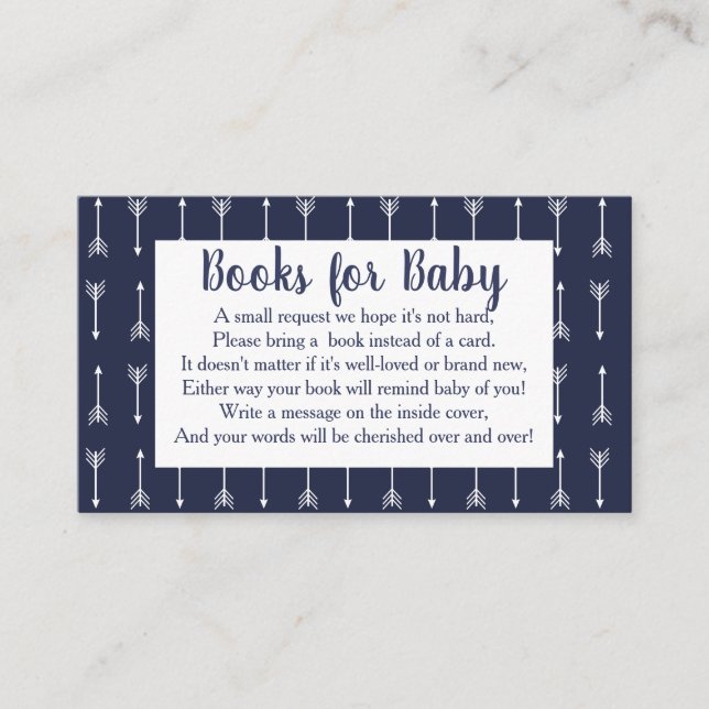 Modern Rustic Navy & White Wolf Book Request Enclosure Card (Front)