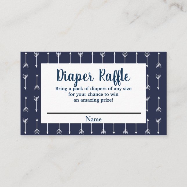Modern Rustic Navy & White Wolf Diaper Raffle Enclosure Card (Front)