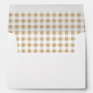 Modern Rustic Neutral Beige Brown Gingham Envelope
