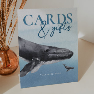 Modern Rustic Ocean Baby Shower Cards and Gifts Pedestal Sign