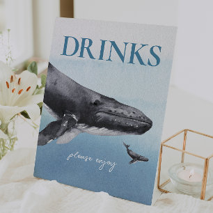 Modern Rustic Ocean Baby Shower Drinks Pedestal Sign