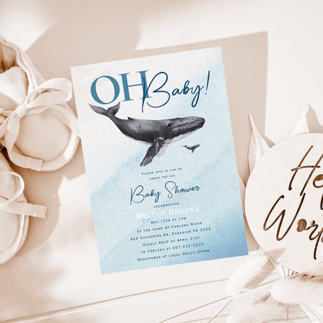 Modern Rustic Ocean Baby Shower Oh Baby!  Invitation (Creator Uploaded)