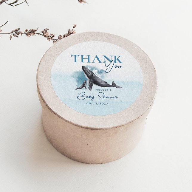 Modern Rustic Ocean Baby Shower Thank You Favour Classic Round Sticker (Creator Uploaded)