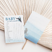 Modern Rustic Ocean Baby Word Scramble Card