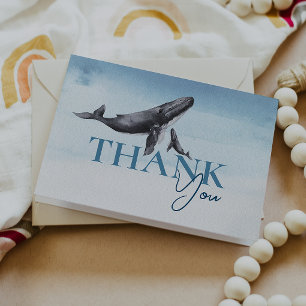 Modern Rustic Ocean Folded Baby Shower Thank You Card
