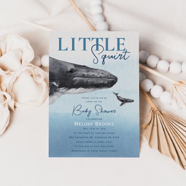 Modern Rustic Ocean Little Squirt Baby shower Invitation (Creator Uploaded)