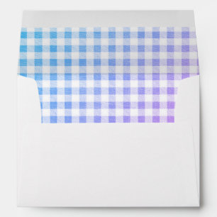 Modern Rustic Ombre Blue Gingham Envelope