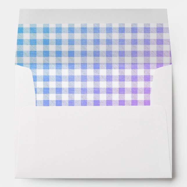 Modern Rustic Ombre Blue Gingham  Envelope (Back (Bottom))