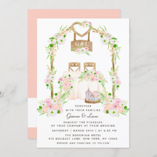 Modern Rustic Outdoor Watercolor Floral Wedding Invitation