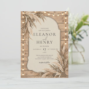 Modern Rustic Pampas Grass Wedding Invitation