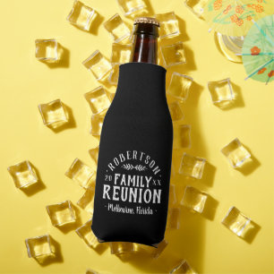 Modern Rustic Personalised Family Reunion Black Bottle Cooler