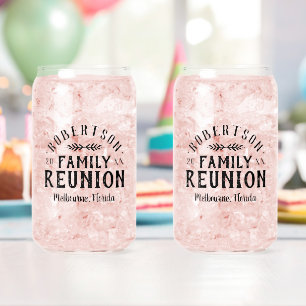 Modern Rustic Personalised Family Reunion Can Glass