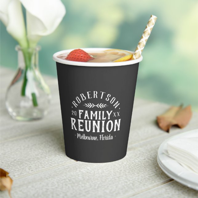 Modern Rustic Personalised Family Reunion Paper Cups (Insitu)