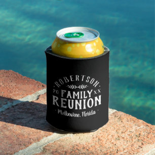 Modern Rustic Personalized Family Reunion   Black Can Cooler