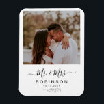 Modern Rustic Photo Botanical Wedding Magnet<br><div class="desc">Rustic minimalistic design features  modern script ,  botanical floral leaf with photo,  and terracotta colour on back of card.  Easily personalise your information of choice.  Ideal announcement will go with any modern wedding theme</div>