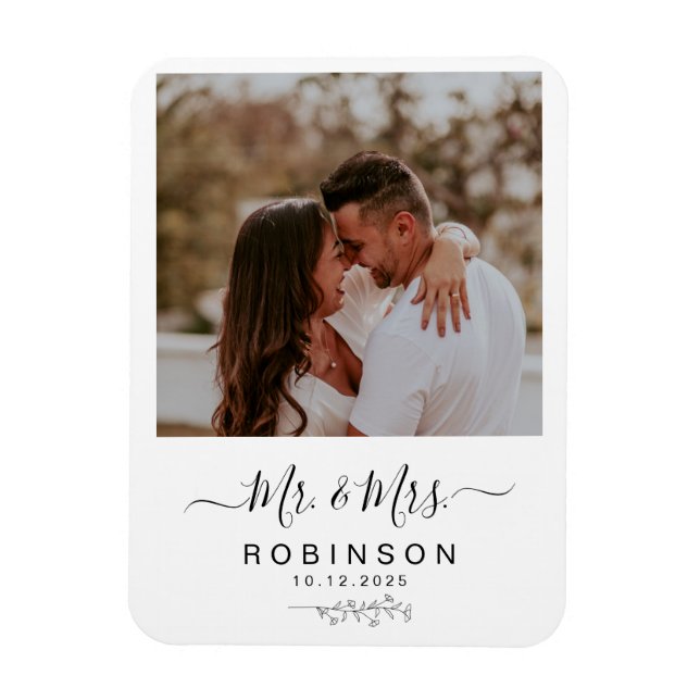 Modern Rustic Photo Botanical Wedding Magnet (Vertical)
