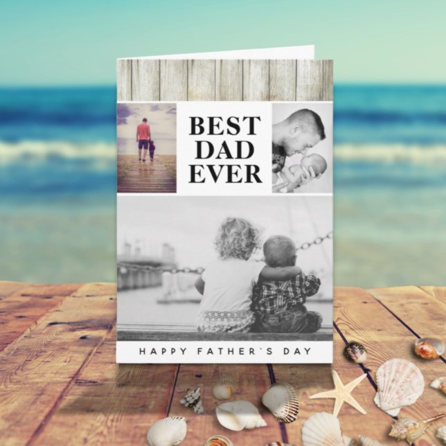 Modern Rustic Photo Collage Best Dad Father`s day Card (Creator Uploaded)