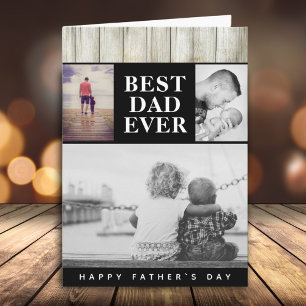 Modern Rustic Photo Collage Best Dad Father`s day Card