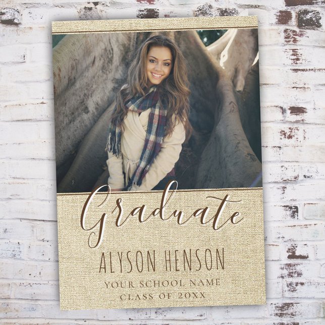 Modern Rustic Photo Graduation Announcement Card (Creator Uploaded)