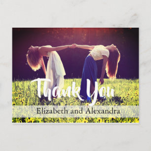 Modern Rustic Photo Wedding Thank You Postcard
