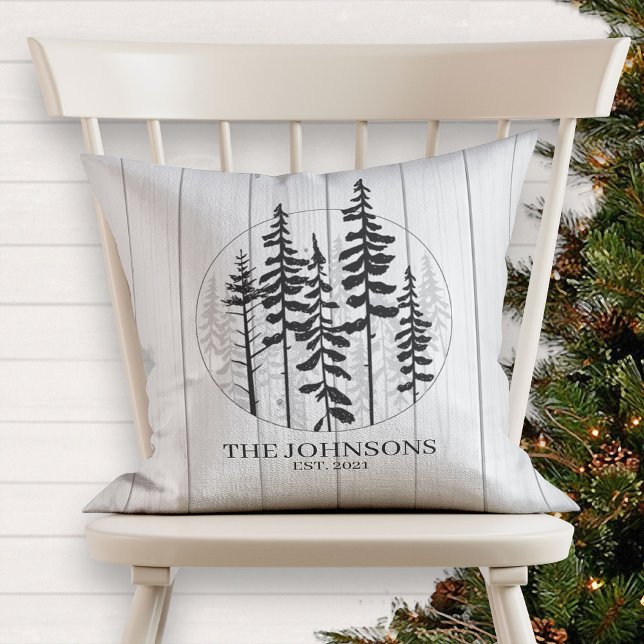 Modern Rustic Pine Tree Farmhouse Cushion (Creator Uploaded)