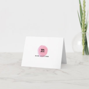 Modern Rustic Pink Watercolor Circle Monogram Note Card