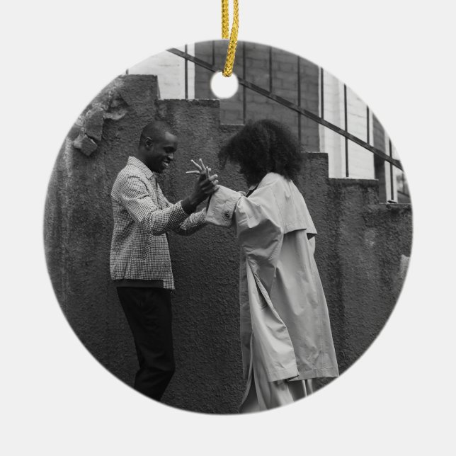 Modern Rustic Plaid Christmas Ornament Personalise (Front)