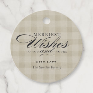 Modern Rustic Plaid Gift Tags Round Personalised