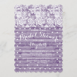 Modern Rustic Purple Lace Bridal Shower Invitation