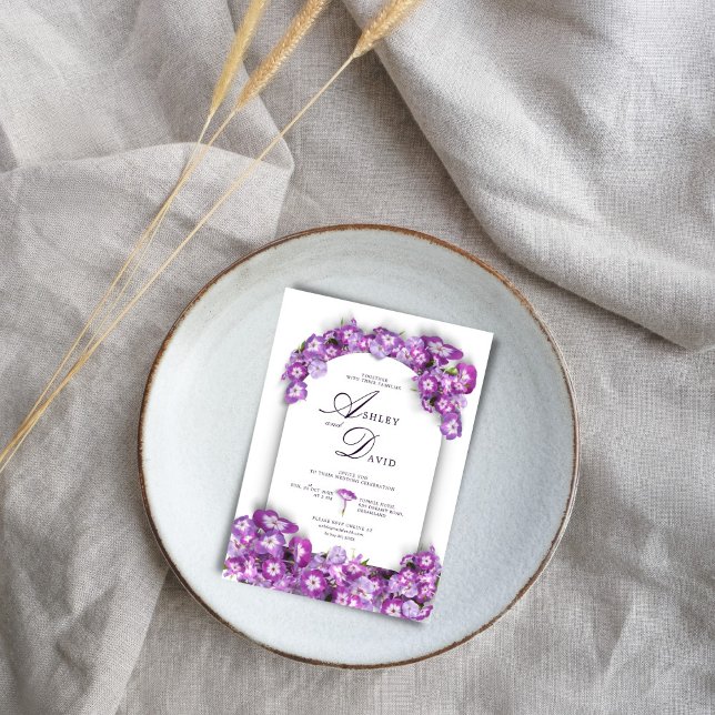 Modern Rustic Purplemoon Lilac Arch Floral Wedding Invitation (Creator Uploaded)