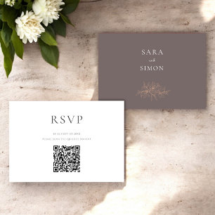 Modern rustic qr code Wedding RSVP Card