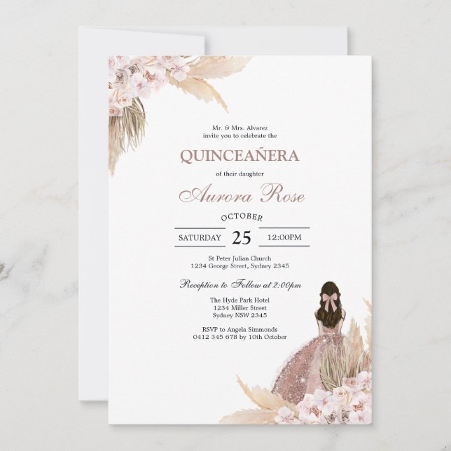 Modern Rustic Quinceanera Invitation (Front)