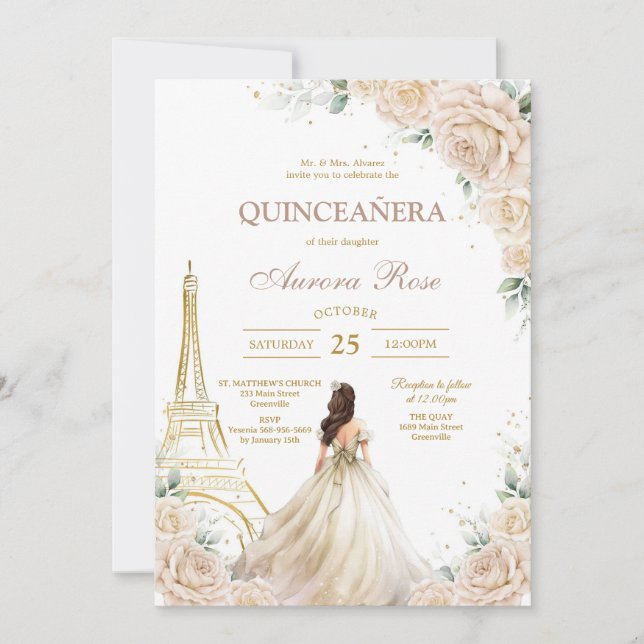 Modern Rustic Quinceanera Invitation (Front)