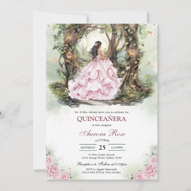 Modern Rustic Quinceanera Invitation (Front)